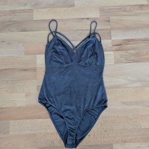 Criss cross grey bodysuit